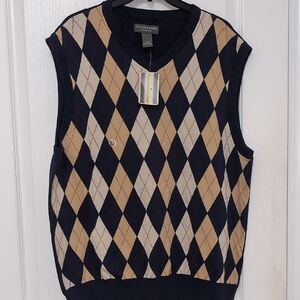 Saddlebred Navy Blue Argyle Pullover Sweater Vest. Size XLT